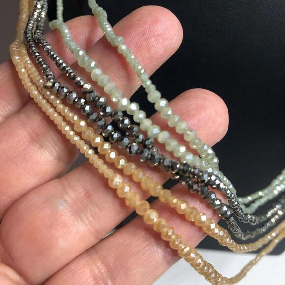 2029 Lot of3 shimmering faceted strand bead Necklaces 29" Grey, green Champange - Picture 2 of 2
